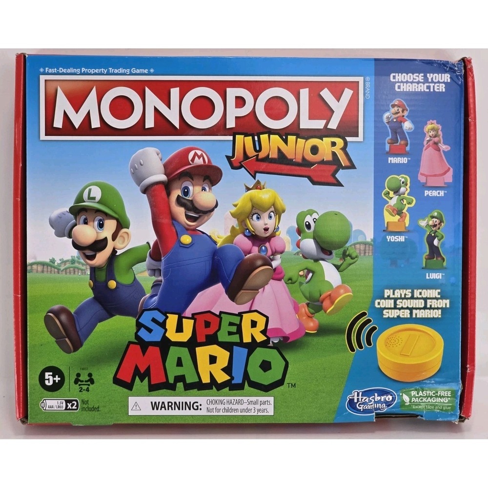 Monopoly Junior Super Mario Edition Board Game, Fun Kids' Ages 5+ (BOX DAMAGE)